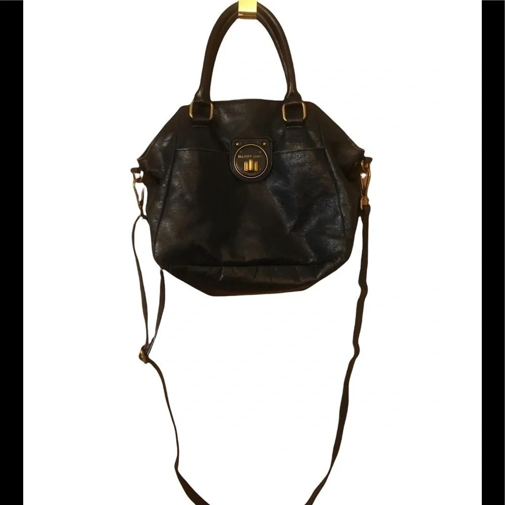 Vintage Y2k Elliott Lucca black leather crossbody handbag purse Fall Classic